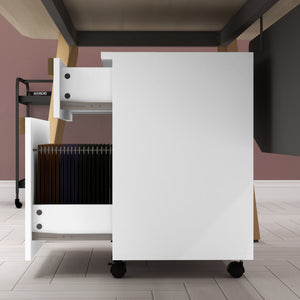 Mobile Filing Cabinet with 2 Drawers, Office Storage Cabinet with 5 Wheels, Black Wood Grain