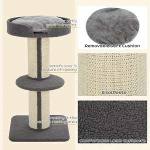 Cat Tree Kitty Tower with Sisal Mat Scratching Post, Cat Bed, Cushion, Perch, 18" x 18" x 36", Brown – view 11