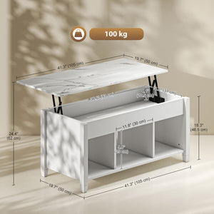 Lift Top Coffee Table, Modern Center Table with Storage Shelves and Hidden Compartment for Living Room – view 16