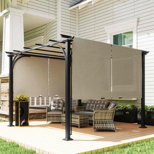10' x 10' Outdoor Pergola Patio Gazebo Canopy Sun Shelter, Steel Frame, Beige – view 6