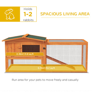 Wooden Rabbit Hutch Guinea Pig House with Removable Tray, Openable Roof, Trough, Run for Tortoises and Ferrets, Grey