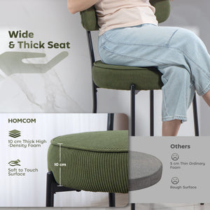 Set of 2 Barstools, Upholstered Corduroy Bar Stools with Backrest, Footrest for Kitchen Island, Dining Room, Green