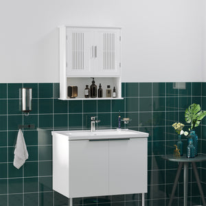 Modern Wall Mount Bathroom Cabinet, Storage Organizer with 2 Door Cabinet and Shelf, White – view 7