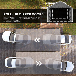 12 x 20ft Carport with 2 Roll-Up Doors, 4 Windows, Portable Garage with Removable Sidewalls for Car, Truck – view 4