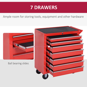 Rolling Tool Chest, 7-Drawer Lockable Tool Cabinet with 4 Wheels, Handle – view 3