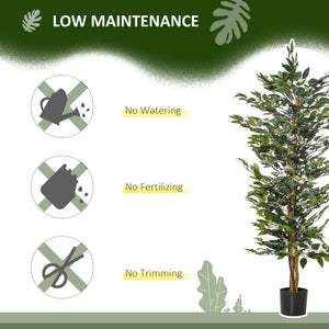 5FT Artificial Ficus Tree, Fake Tree with Leaves, Faux Plant in Nursery Pot for Indoor Decoration