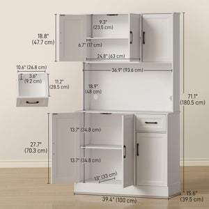 71" Pantry Cabinet with Charging Station, Kitchen Storage Cabinet with Microwave Stand, Adjustable Shelves – view 9
