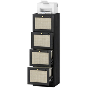 2 Drawer Filing Cabinet with Lock, Boho File Cabinet for A4 Letter Size Files with Decorative Rattan – view 29