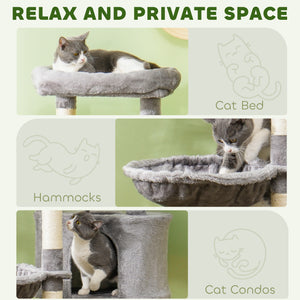 52.5" Cat Tree Tower with Scratching Posts, Cat Condos, Bed, Platforms, Hammocks, for Indoor Cats, Dark Grey – view 11