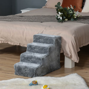 4-Step Dog Ramp for Sofa, Bed, and Couch, with Removable Cover, Light Grey – view 7