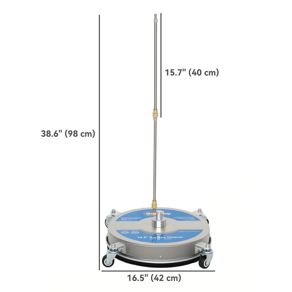 16" Pressure Washer Surface Cleaner with 4 Wheels, Stainless Steel Power Washer Surface Cleaner with 1/4" – view 2
