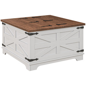 Farmhouse Coffee Table, Square Center Table with Flip-top Lids, Hidden Storage Compartment, Black – view 8