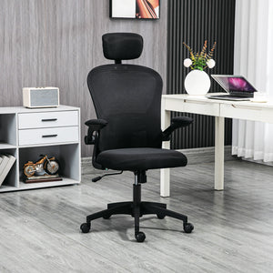 Office Chair, Mesh Computer Desk Chair with Adjustable Headrest, 4D Lumbar Support, Flip-up Arm, Grey – view 28