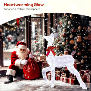 4.3FT Lighted Christmas Reindeer, Christmas Decor with RGB and Warm White LEDs, Stakes and Zip Ties, IP44 Waterproof