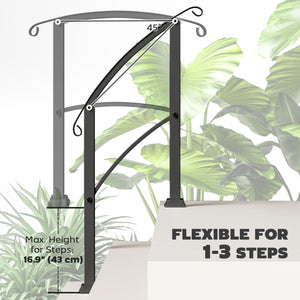 2-3 Step Handrails for Outdoor Steps, Metal Outdoor Stair Railing – view 10