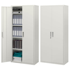 71" Tall Garage Cabinet, Metal Storage Cabinet with 2 Doors, 4 Adjustable Shelves for Home Office, Study, Garage, White