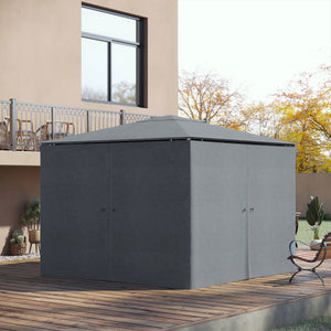 Gazebo Curtains, 10' x 10' Universal Replacement Privacy Curtain, 4-Panels Sidewall with Hooks/C-Rings, Slate Grey