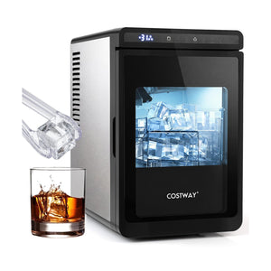 Clear Ice Cube Maker Countertop 1.6 Inches Large Square Ice Cubes-Silver