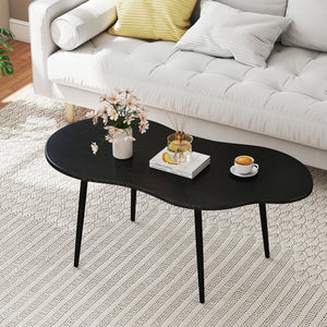 Cloud Shape Coffee Table 39.5 inch Irregular Center Table with Metal Frame-Black view 2