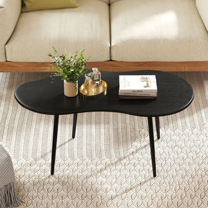 Cloud Shape Coffee Table 39.5 inch Irregular Center Table with Metal Frame-Black view 3