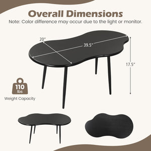 Cloud Shape Coffee Table 39.5 inch Irregular Center Table with Metal Frame-Black view 5