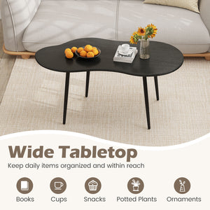 Cloud Shape Coffee Table 39.5 inch Irregular Center Table with Metal Frame-Black view 8
