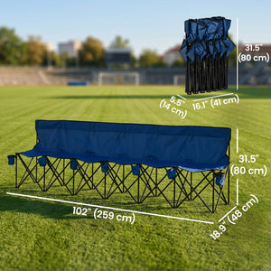6 Seat Folding Camping Chair with Cup Holder and Carrying Case for Camping, Picnic, Sport Events, Black – view 9