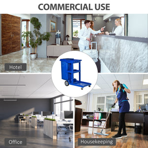 Commercial Janitorial Cart with 3 Tier Shelves, Professional Cleaning Cart with Rubbish Bag with Lid and – view 6