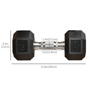 Soozier 2 x 10lbs Rubber Dumbbells Weight Set, Dumbbell Hand Weight for Body Fitness Training for Home Office Gym