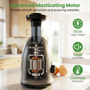 Cold Press Juicer Machine with 95% High Yield and 2-Speed Modes-Sliver view 7