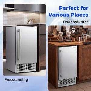 Commercial Ice Maker with 25 lbs Storage Capacity for Home Bar Cafe view 9