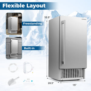 Commercial Under Counter Ice Maker 90 lbs/Day 15 Inch W Built-in view 3