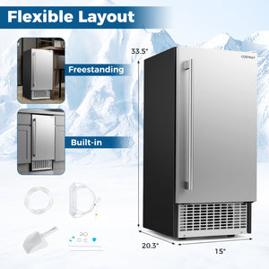 Commercial Under Counter Ice Maker 90 lbs/Day Built-in Freestanding Ice Making Machine view 3