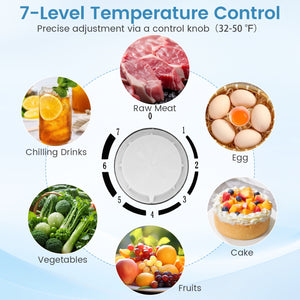 Compact Mini Fridge with 7-Level Adjustable Thermostat-Black view 6