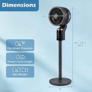 Compact Oscillating Standing Fan with 70° Oscillation and 90° Tilt for Home Office-Black view 3