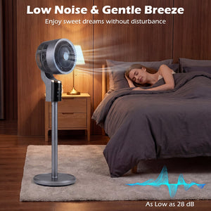 Compact Oscillating Standing Fan with 70° Oscillation and 90° Tilt for Home Office-Gray view 9