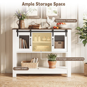 Console Table with Sliding Barn Doors and Storage Cabinets-Rustic Brown view 9