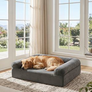 Cooling Gel Memory Foam Dog Bed for Medium Dogs with Washable Cover-Dark Gray view 5