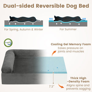Cooling Gel Memory Foam Dog Bed for Medium Dogs with Washable Cover-Dark Gray view 7