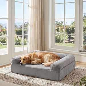 Cooling Gel Memory Foam Dog Bed for Medium Dogs with Washable Cover-Light Gray view 5