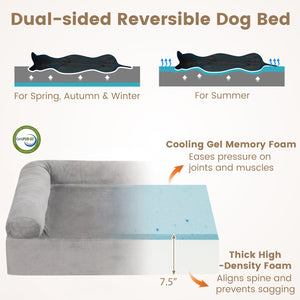 Cooling Gel Memory Foam Dog Bed for Medium Dogs with Washable Cover-Light Gray view 7