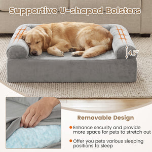 Cooling Gel Memory Foam Dog Bed for Medium Dogs with Washable Cover-Light Gray view 9
