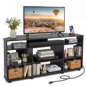 Corner Entertainment Center TV Stand for TVs up to 55 Inch-Black view 4