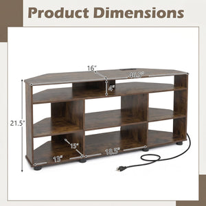 Corner Entertainment Center TV Stand for TVs up to 55 Inch-Rustic Brown view 5