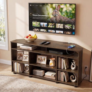 Corner Entertainment Center TV Stand for TVs up to 55 Inch-Rustic Brown view 3
