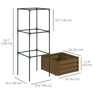 Galvanized Planter Box, Outdoor Raised Garden Bed with 3-Tier Trellis Tomato Cage for Climbing Vines – view 2