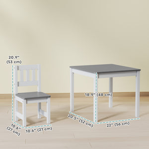 Qaba Kids Table and Chairs Set, Toddler Table and 2 Chair Set for Activity, Art, Craft, Reading, Learning