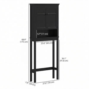 3-Tier Over Toilet Storage Unit Washing Machine Cabinet Dryer Cabinet with Adjustable Shelf for Bathroom, Laundry