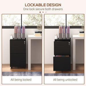 Vertical Steel Filing Cabinet on Wheels, 2-Drawer Lockable File Cabinet with Adjustable Hanging Bar for A4 – view 5