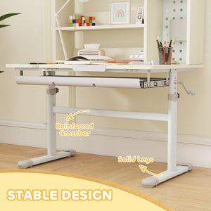 Qaba Kids Desk Height Adjustable with Tilted Desktop, Storage, Drawer, Pegboard, for 3-12 Years